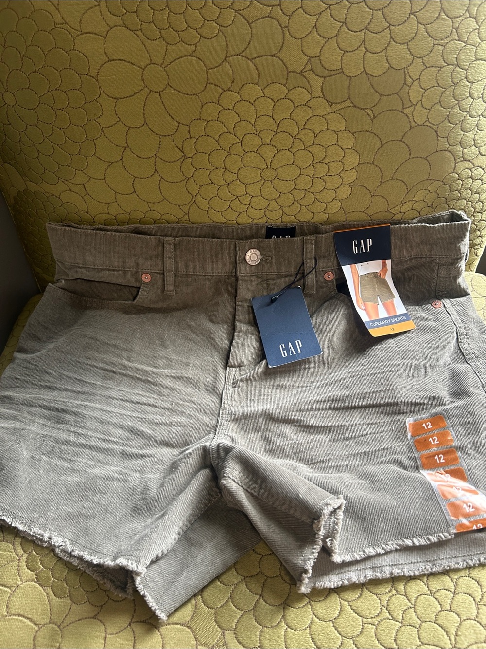 GAP Olive Green Frayed Hem Denim Shorts